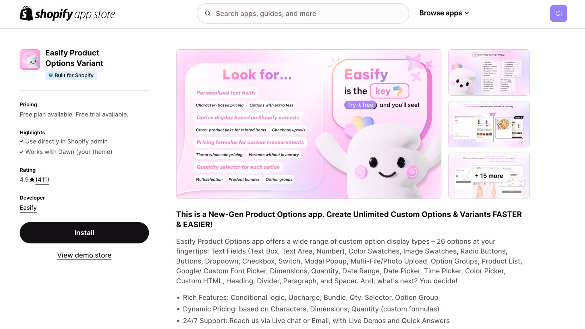 Easify Product Options Variant
